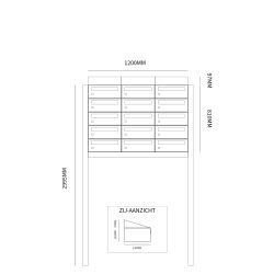 Brievenbusunit Hive set vrijstaand 3-breed, 5-hoog - antraciet