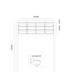 Brievenbusunit Hive set vrijstaand 4-breed, 3-hoog - antraciet