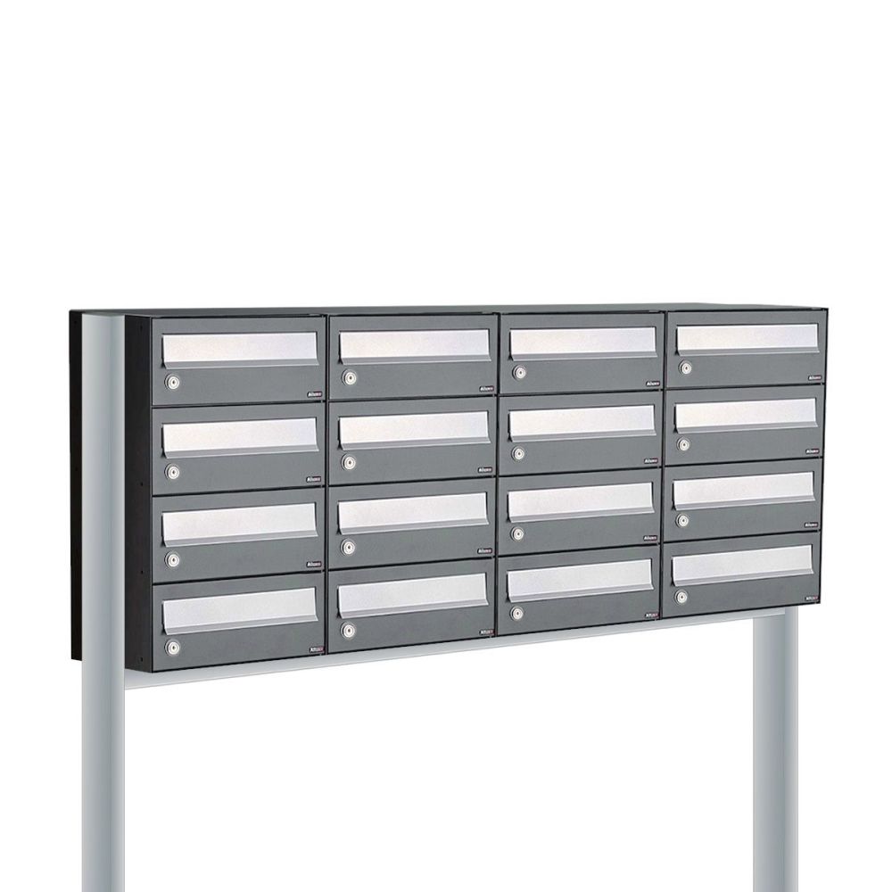 Brievenbusunit Hive set vrijstaand 4-breed, 4-hoog - antraciet
