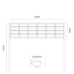 Brievenbusunit Hive set vrijstaand 6-breed, 4-hoog - zwart