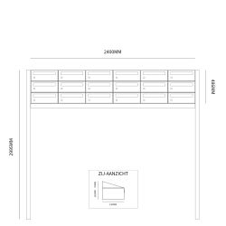 Brievenbusunit Hive set vrijstaand 6-breed, 3-hoog - zwart