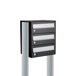 Brievenbusunit Hive set vrijstaand 1-breed, 3-hoog - zwart