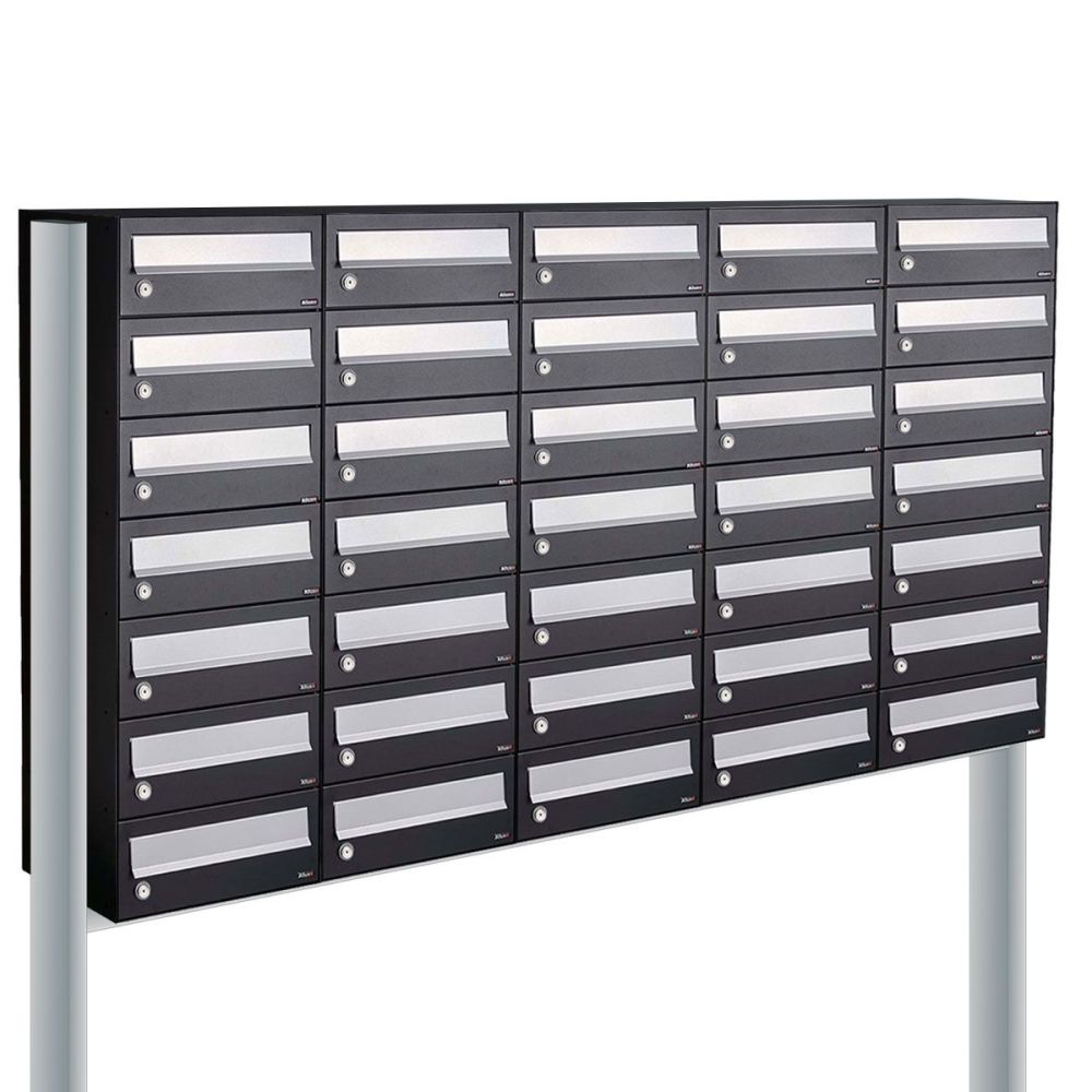 Brievenbusunit Hive set vrijstaand 5-breed, 7-hoog - zwart