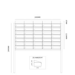 Brievenbusunit Hive set vrijstaand 5-breed, 7-hoog - zwart