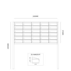 Brievenbusunit Hive set vrijstaand 5-breed, 6-hoog - zwart