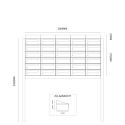 Brievenbusunit Hive set vrijstaand 5-breed, 6-hoog - zwart