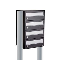 Brievenbusunit Hive set vrijstaand 1-breed, 4-hoog - zwart