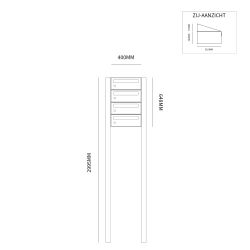 Brievenbusunit Hive set vrijstaand 1-breed, 4-hoog - zwart