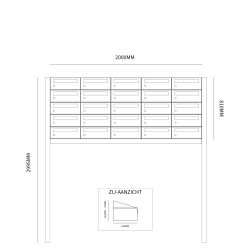 Brievenbusunit Hive set vrijstaand 5-breed, 5-hoog - zwart