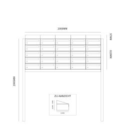Brievenbusunit Hive set vrijstaand 5-breed, 5-hoog - zwart