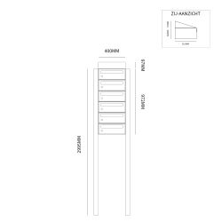 Brievenbusunit Hive set vrijstaand 1-breed, 6-hoog - zwart