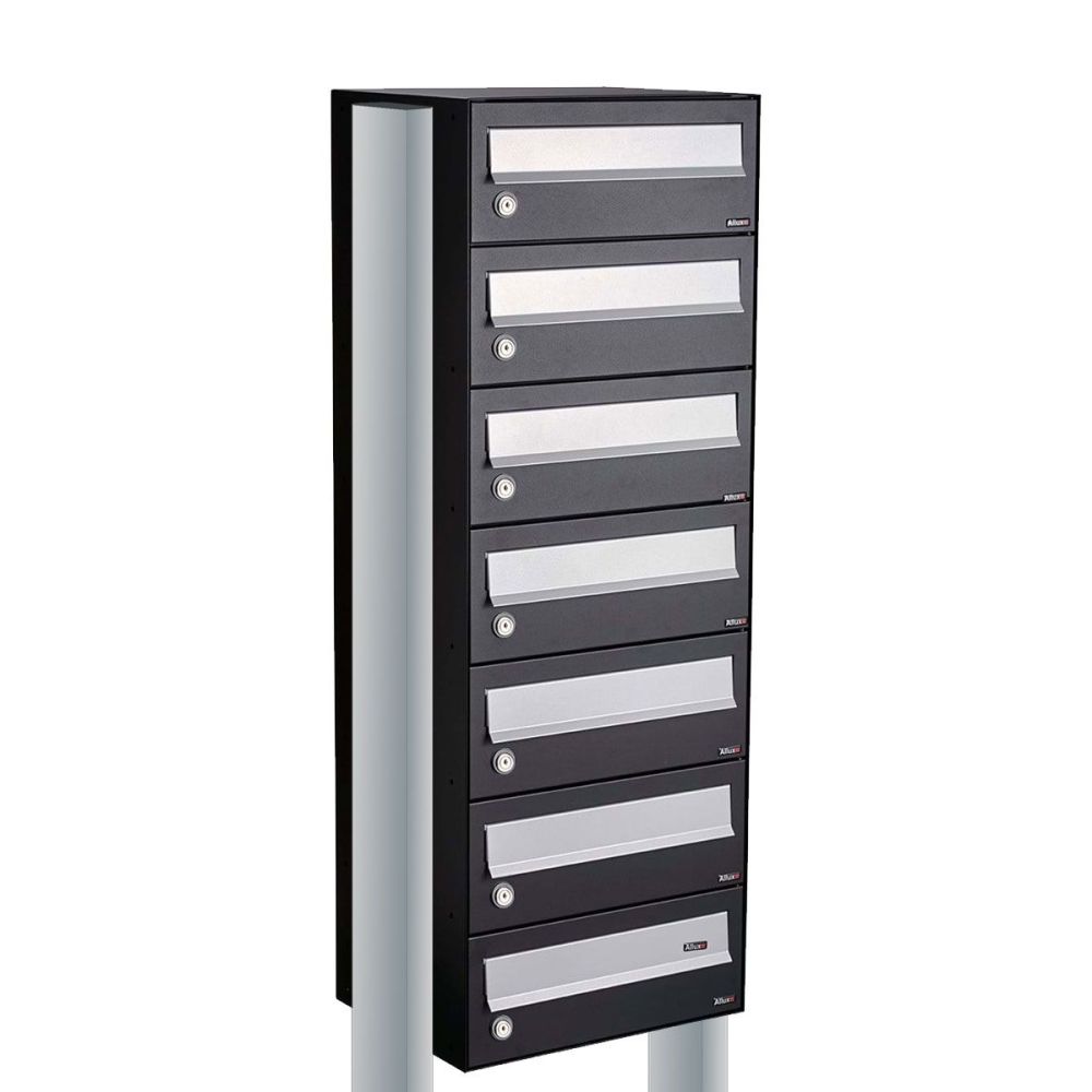 Brievenbusunit Hive set vrijstaand 1-breed, 7-hoog - zwart