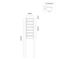 Brievenbusunit Hive set vrijstaand 1-breed, 7-hoog - zwart