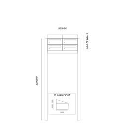 Brievenbusunit Hive set vrijstaand 2-breed, 2-hoog - zwart