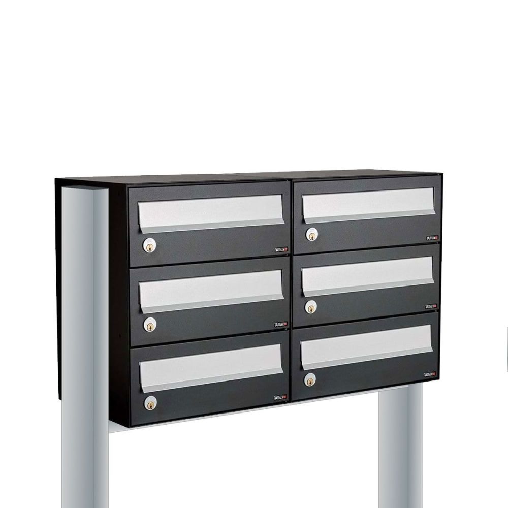 Brievenbusunit Hive set vrijstaand 2-breed, 3-hoog - zwart