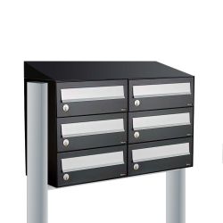 Brievenbusunit Hive set vrijstaand 2-breed, 3-hoog - zwart