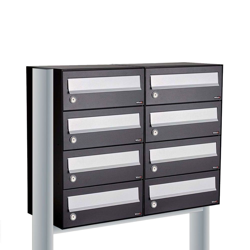 Brievenbusunit Hive set vrijstaand 2-breed, 4-hoog - zwart