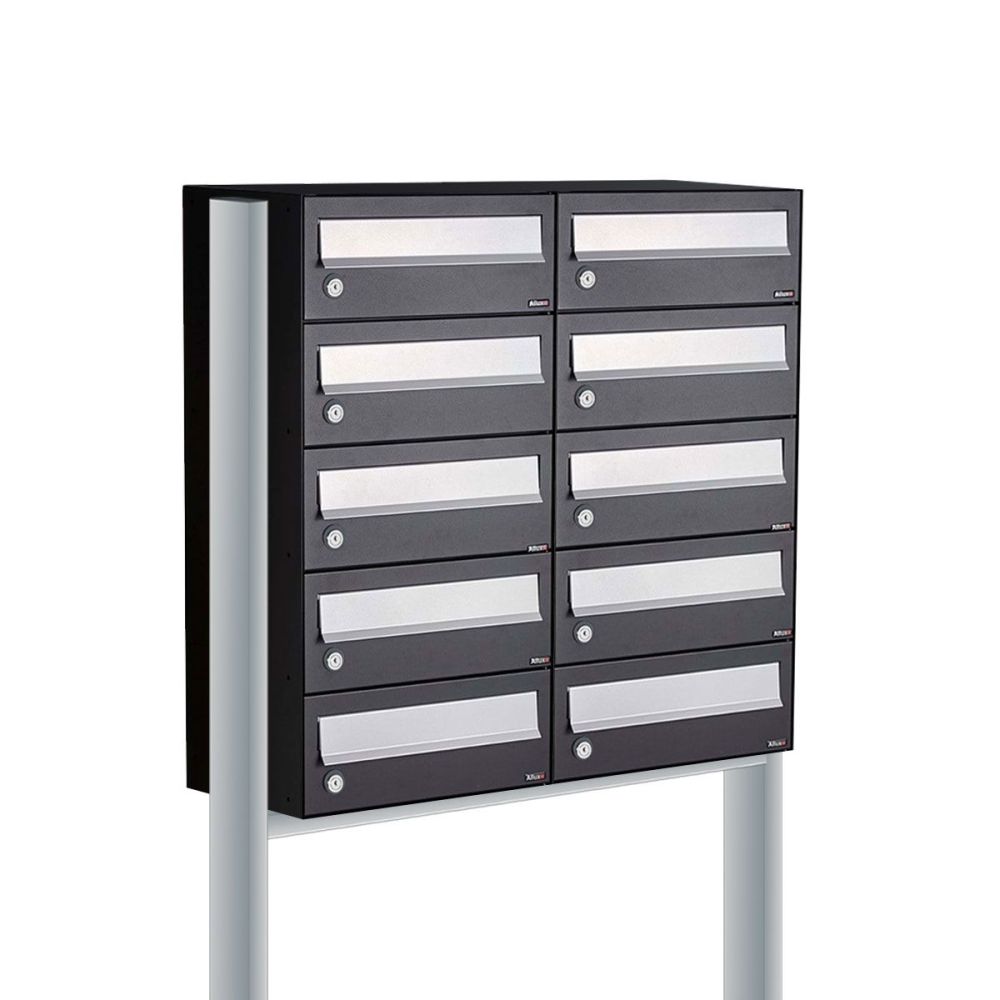 Brievenbusunit Hive set vrijstaand 2-breed, 5-hoog - zwart