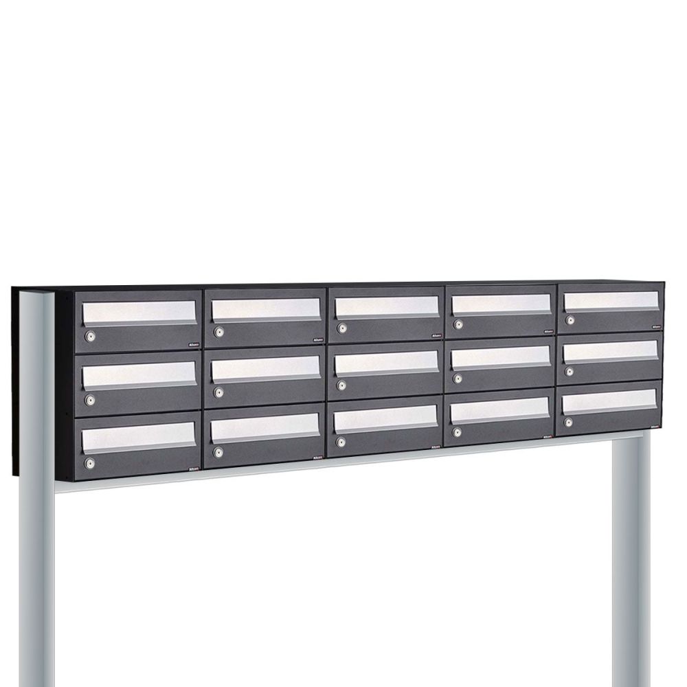 Brievenbusunit Hive set vrijstaand 5-breed, 3-hoog - zwart