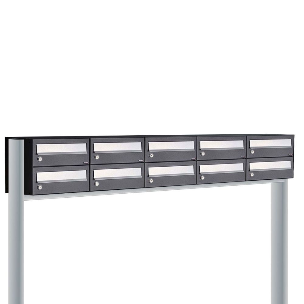 Brievenbusunit Hive set vrijstaand 5-breed, 2-hoog - zwart