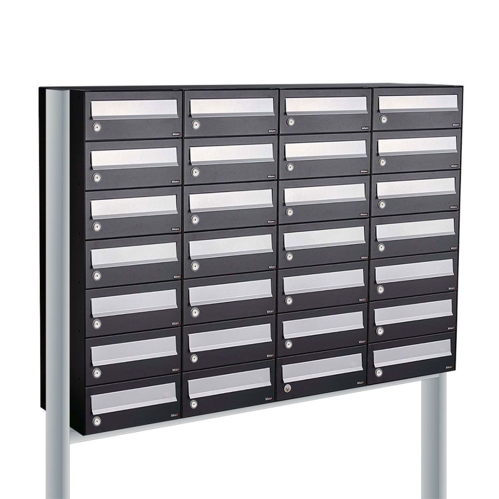 Brievenbusunit Hive set vrijstaand 4-breed, 7-hoog - zwart