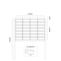 Brievenbusunit Hive set vrijstaand 4-breed, 7-hoog - zwart