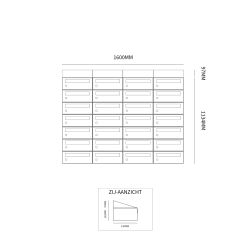 Brievenbusunit Hive set vrijstaand 4-breed, 7-hoog - zwart