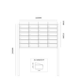 Brievenbusunit Hive set vrijstaand 4-breed, 6-hoog - zwart