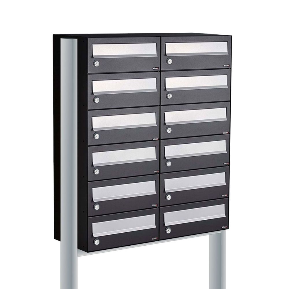 Brievenbusunit Hive set vrijstaand 2-breed, 6-hoog - zwart