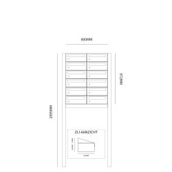 Brievenbusunit Hive set vrijstaand 2-breed, 6-hoog - zwart