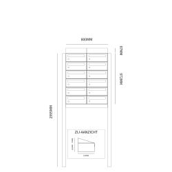 Brievenbusunit Hive set vrijstaand 2-breed, 6-hoog - zwart