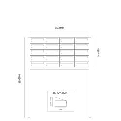 Brievenbusunit Hive set vrijstaand 4-breed, 5-hoog - zwart