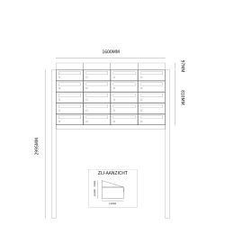 Brievenbusunit Hive set vrijstaand 4-breed, 5-hoog - zwart