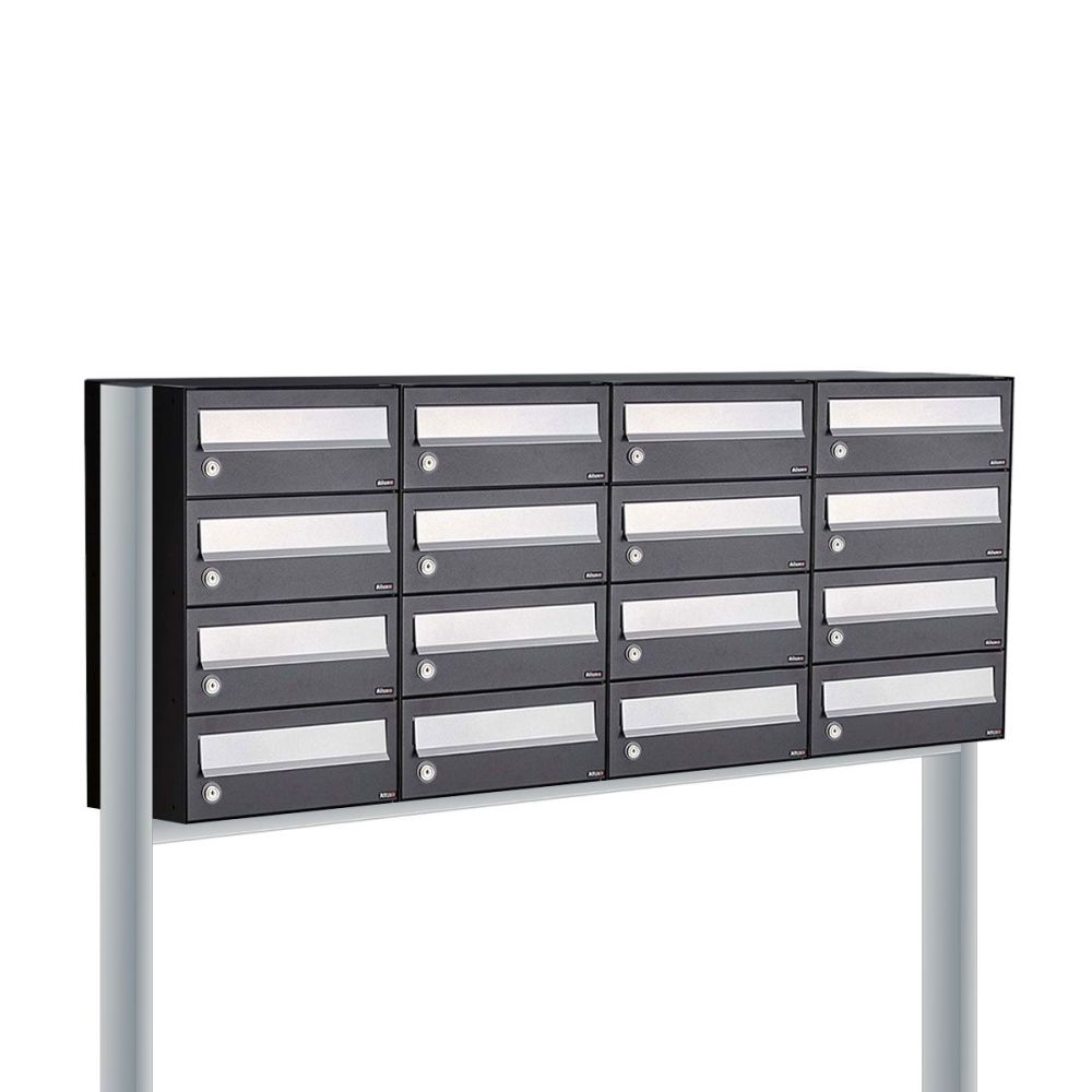 Brievenbusunit Hive set vrijstaand 4-breed, 4-hoog - zwart