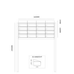 Brievenbusunit Hive set vrijstaand 4-breed, 4-hoog - zwart