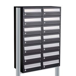 Brievenbusunit Hive set vrijstaand 2-breed, 7-hoog - zwart