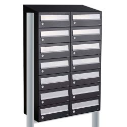 Brievenbusunit Hive set vrijstaand 2-breed, 7-hoog - zwart