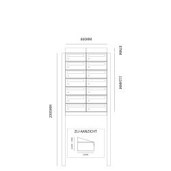 Brievenbusunit Hive set vrijstaand 2-breed, 7-hoog - zwart