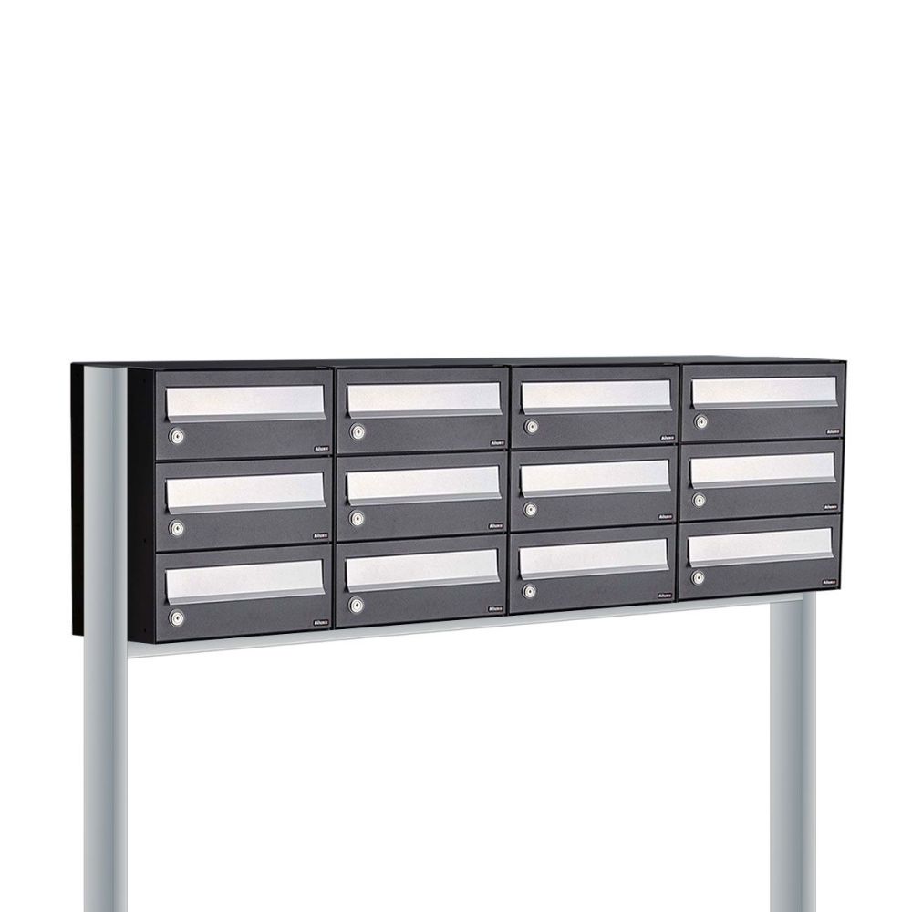 Brievenbusunit Hive set vrijstaand 4-breed, 3-hoog - zwart