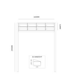 Brievenbusunit Hive set vrijstaand 4-breed, 2-hoog - zwart