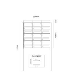 Brievenbusunit Hive set vrijstaand 3-breed, 7-hoog - zwart
