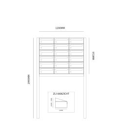 Brievenbusunit Hive set vrijstaand 3-breed, 6-hoog - zwart