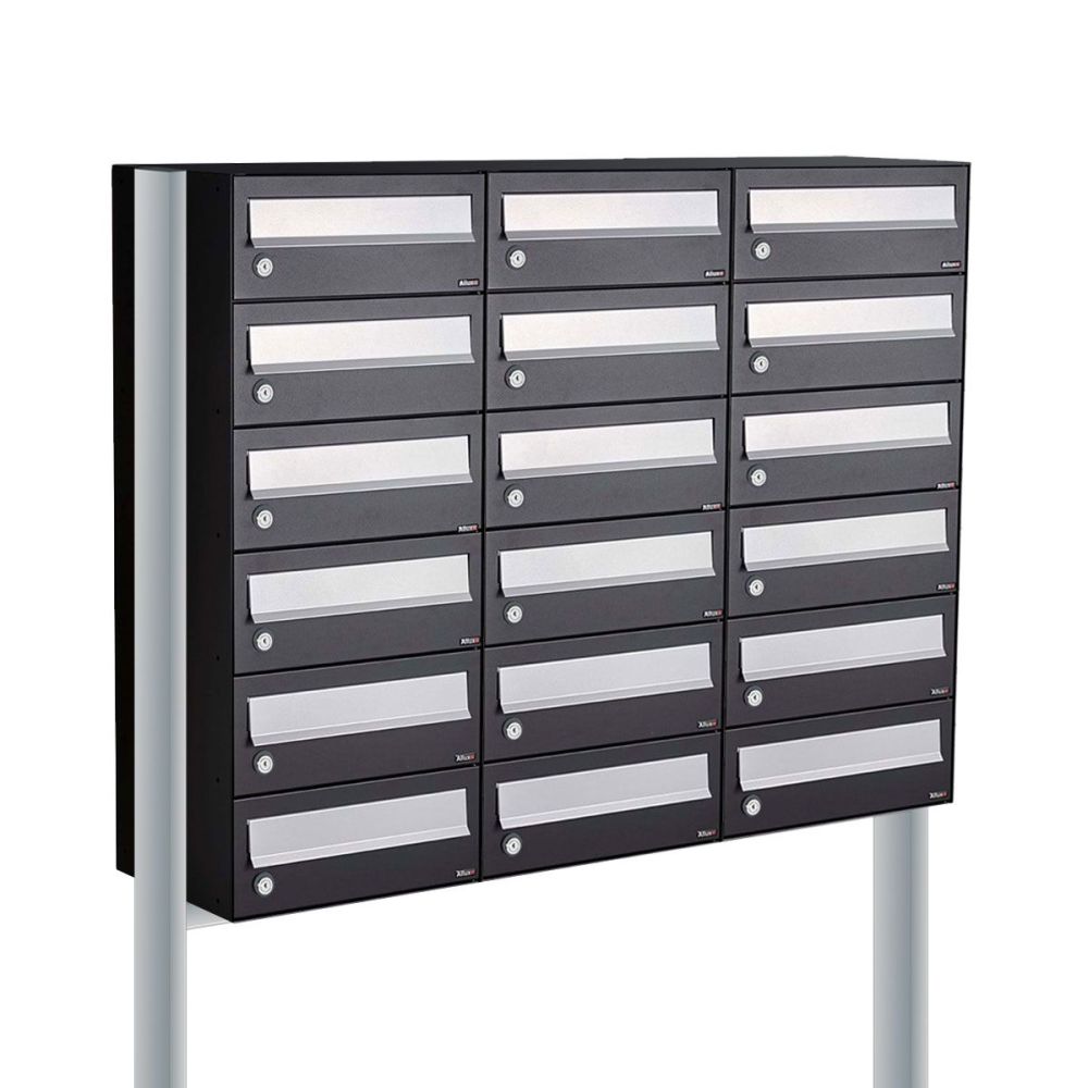 Brievenbusunit Hive set vrijstaand 3-breed, 6-hoog - zwart