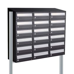 Brievenbusunit Hive set vrijstaand 3-breed, 6-hoog - zwart