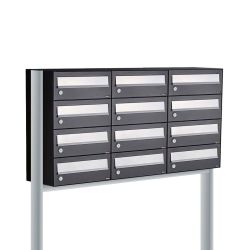 Brievenbusunit Hive set vrijstaand 3-breed, 4-hoog - zwart