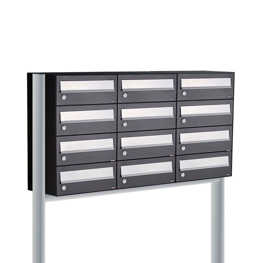 Brievenbusunit Hive set vrijstaand 3-breed, 4-hoog - zwart