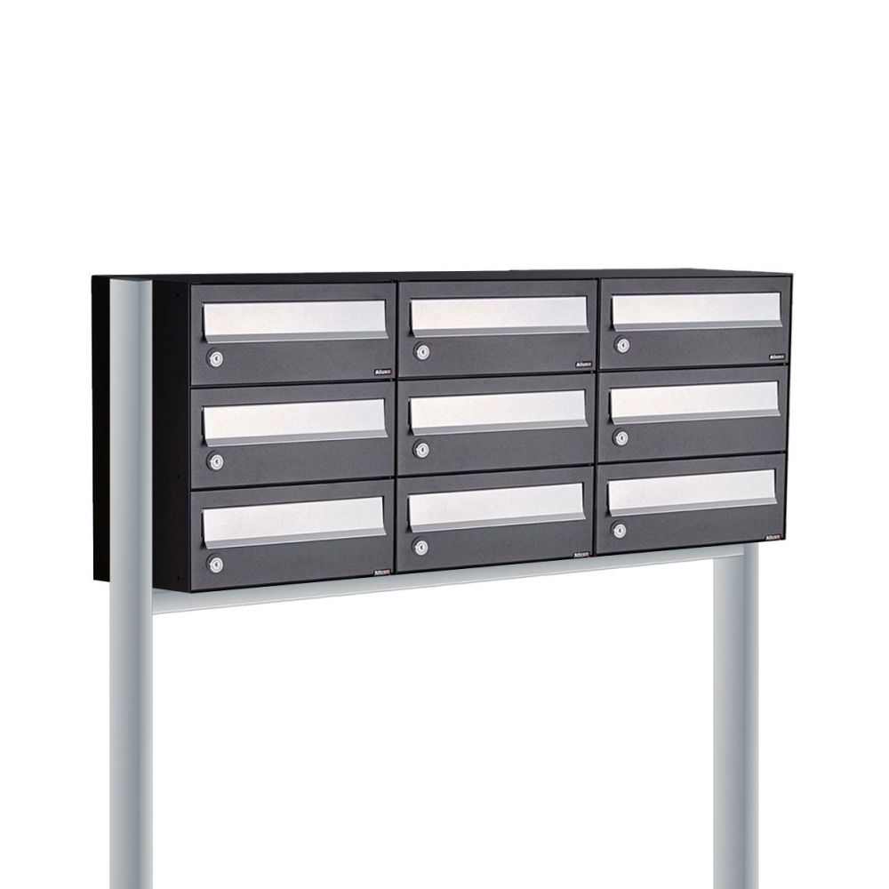 Brievenbusunit Hive set vrijstaand 3-breed, 3-hoog - zwart