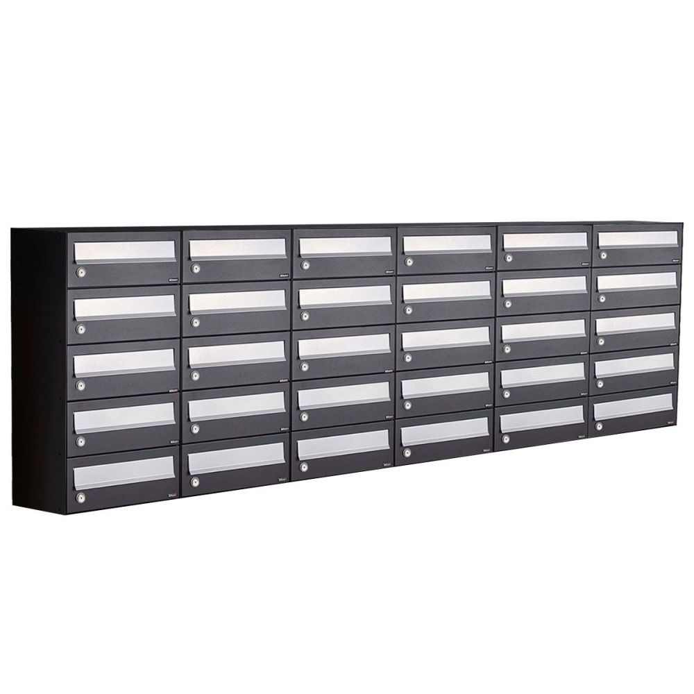 Brievenbusunit Hive set wand 6-breed, 5-hoog - zwart
