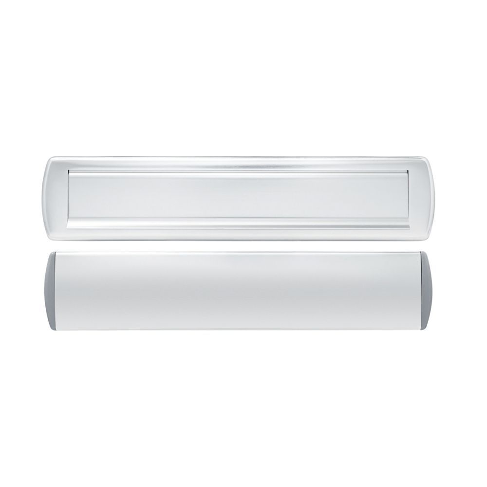 AXA briefplaat met tochtklep en schacht Curve Plus deurdikte tot 102mm. - aluminium naturel