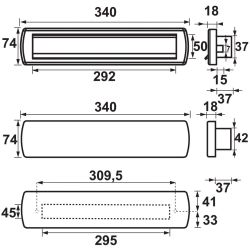 AXA briefplaat met tochtklep en schacht Curve Plus deurdikte tot 72mm. - aluminium geslepen